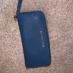 blue micheal kors wristlet